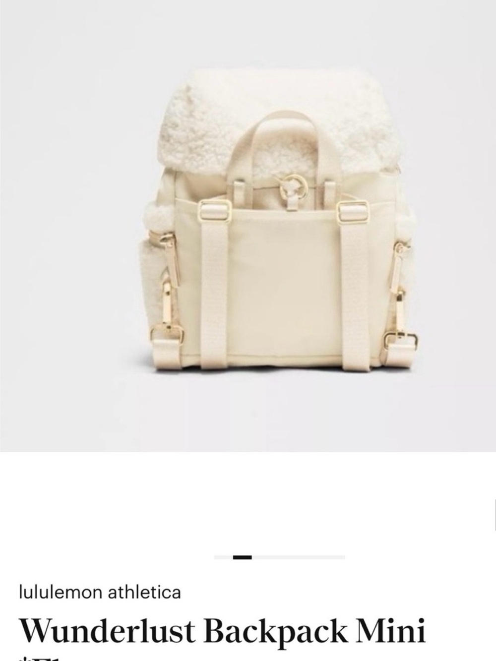 NWOT lululemon athletica Cream Sherpa Trim Backpack - Picture 6 of 6